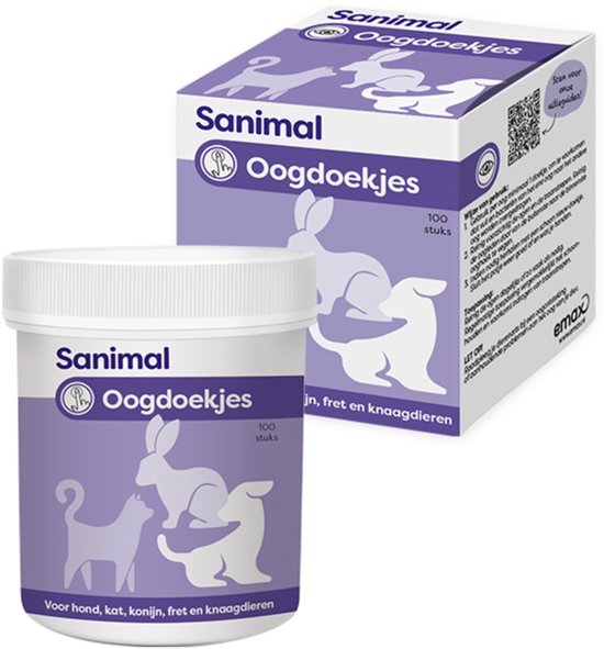 Sanimal Oogdoekjes - Hondenverzorging - 100 stuks