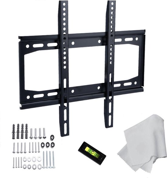 Universele TV Muurbeugel- 26 t/m 60 inch Muur Steun Ophang Beugel TV Wandhouder extra plat / Inclusief poetsdoekje, waterpas