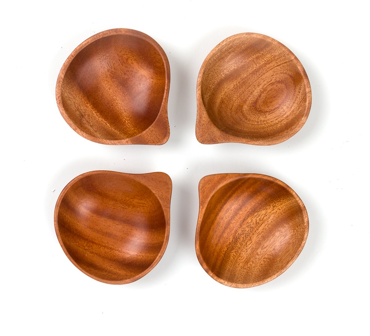 Khaya - houten sojasaus schaaltje - amuseschaaltje - kruidenkommetje - set van 6