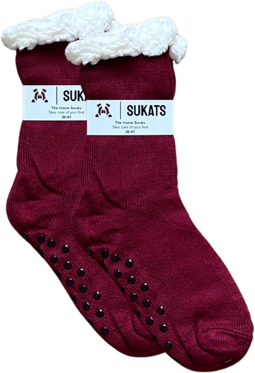 Sukats® Huissokken - Homesocks - Maat 36-41 - Dames Huissokken - Antislip Sokken - Fluffy Sokken - Slofsokken - Variant 152 - Meerdere Maten en Varianten - Verwarmde Sokken