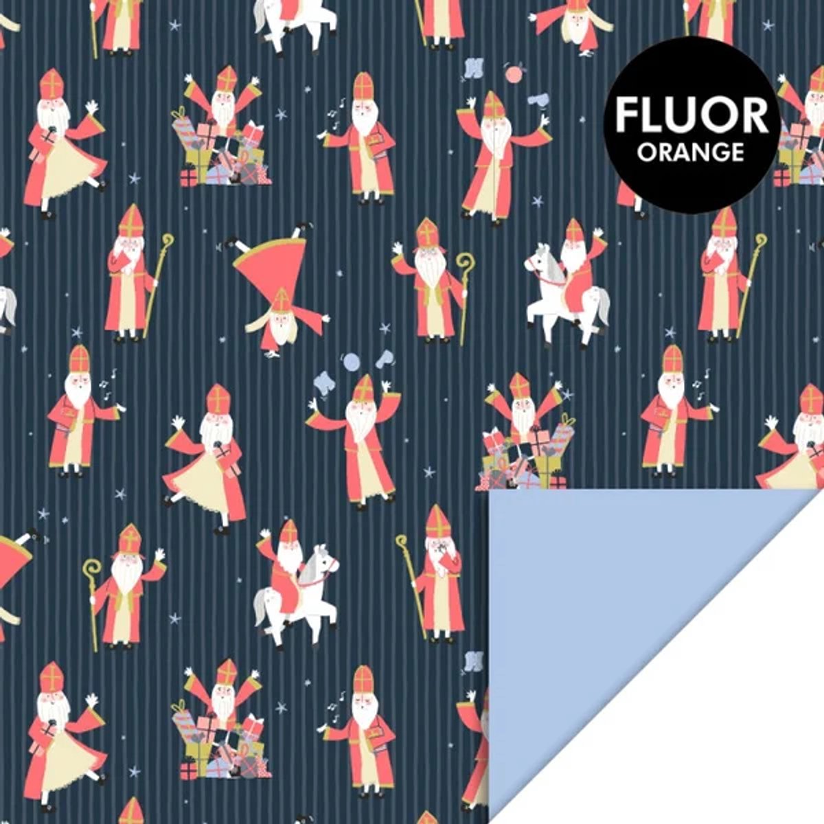 Het Inpakhuis - Inpakpapier - Cadeaupapier - Kadopapier - Sint - Acrobaat Night / Blue - HOP - 70cm x 3m - Rol inpakpapier - Sinterklaas - Pakjesavond