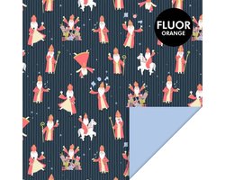 Product afbeelding van Het Inpakhuis - Inpakpapier - Cadeaupapier - Kadopapier - Sint - Acrobaat Night / Blue - HOP - 70cm x 3m - Rol inpakpapier - Sinterklaas - Pakjesavond