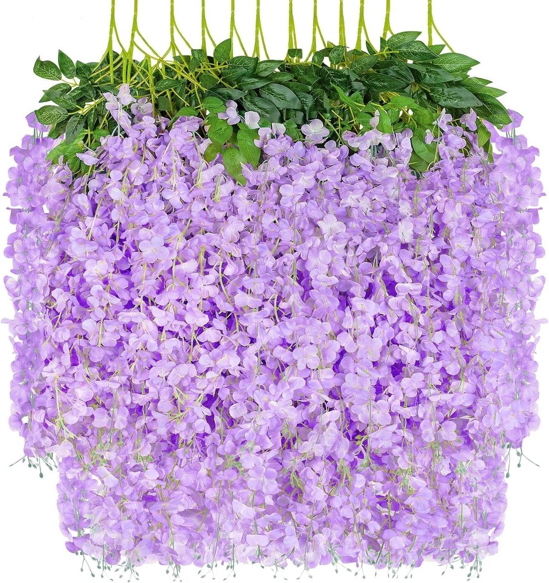 Allecto Plus - Kunstmatige blauweregen wijnstokken, 9 cm, 12 stuks, roze, decoratie voor thuisfeest en bruiloft