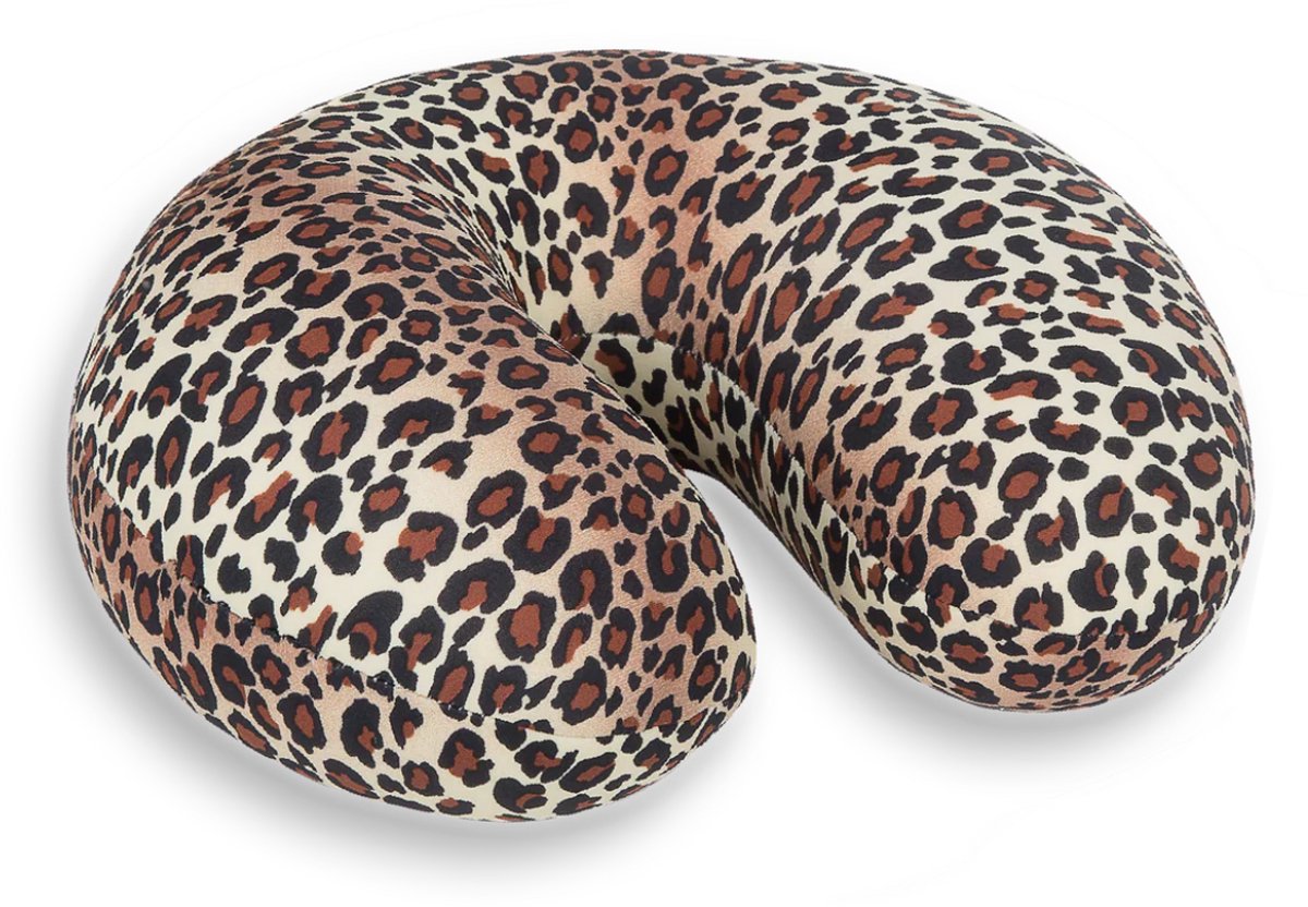Kuschelmaxx kinder-nekkussen - Reiskussen vliegtuig - Luipaard print - Stevig & zacht - Mooie print - Gevuld met microgranulaat - Vormvast & wasbaar - Ideaal voor op reis