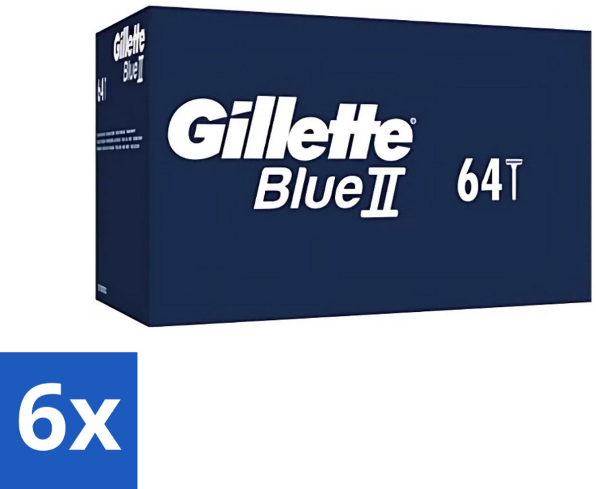 6 x Gillette - Blue 2 - Wegwerpscheermesjes - Duurzaam en comfortabel - 64 Scheermesjes - Scheermesjes - Wegwerpscheermesjes - Gillette Blue Ii - Scheerbeurt - Comfortabel Scheren