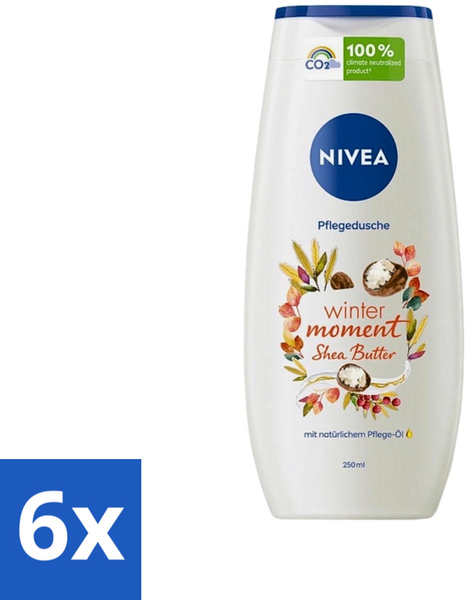 6 x Nivea - Douchegel - Winter Moment Shea Butter - 250 ml - Douchegel - Sheaboter - Winter Moment - Hydratatie - Verzorgende Douchegel