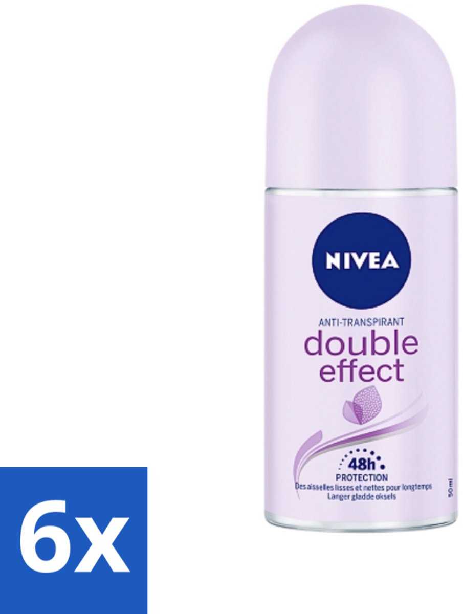6 x Nivea - Deodorant - Roller - Double Effect - 48 Uur Lang Werkend - 50 ml - NIVEA Deodorant Roller - 48 Uur Bescherming - Okselhaartjes Verzachten - Anti-transpirant - Avocado-extract