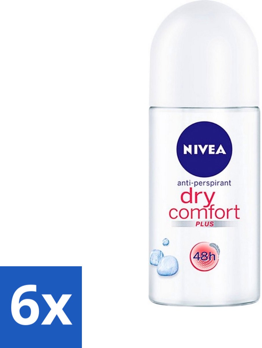 6 x Nivea - Deo Roll-On - Dry Comfort Plus - 48 Uur Lang Werkend - 50 ml - NIVEA Deodorant Roller - Anti-transpirant - 48 Uur Bescherming - Dry Comfort Plus - Zweetbestendig