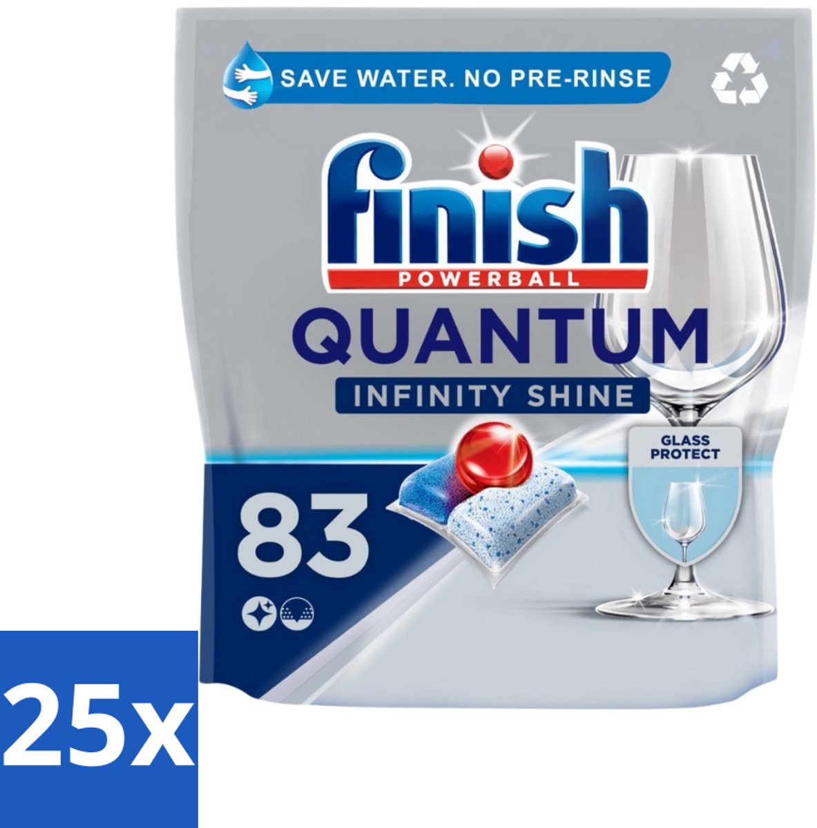 25 x Finish – Vaatwastabletten – Quantum Infinity Shine – 83 Capsules - Vaatwastabletten - Vaatwasmachine - Glasbescherming - Reiniging - Vlekken