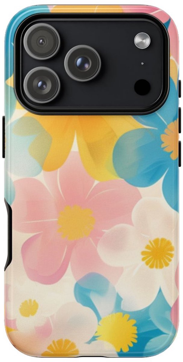Vrolijk Pastel Bloemenpatroon – Telefoonhoesje Geschikt voor iPhone 17 Pro