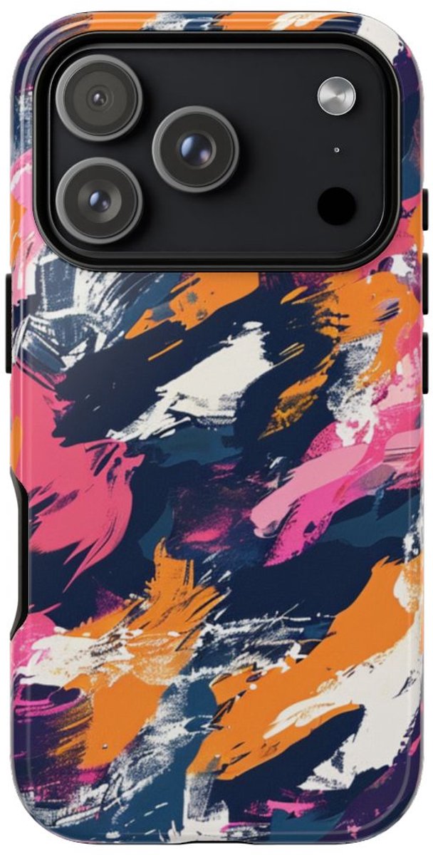 Kleurrijk Abstract Penseelstrepenpatroon – Telefoonhoesje Geschikt voor iPhone 17 Pro