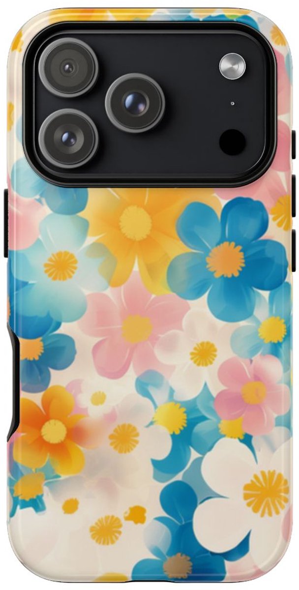 Vrolijk Pastel Bloemenpatroon – Telefoonhoesje Geschikt voor iPhone 17 Pro