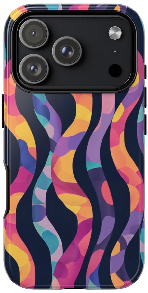 Kleurrijk Golvend Abstract Patroon – Telefoonhoesje Geschikt voor iPhone 17 Pro