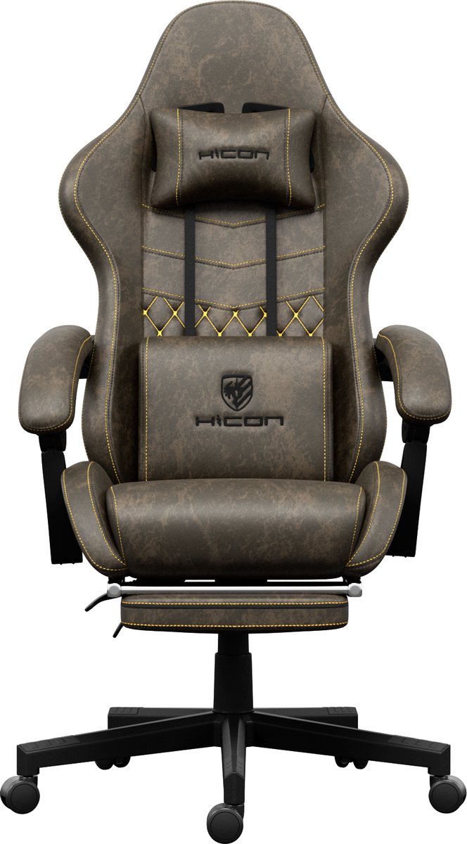 Gaming stoel - Gamestoel - Gaming Chair - Game stoel - Ergonomische - HICON® - Vittoria - Bruin
