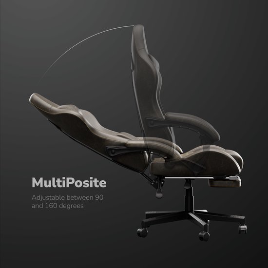 HICON® Gaming Stoel - Ergonomische Gaming stoel met Voetsteun - Comfort Gaming Chair - Vittoria - Bruin