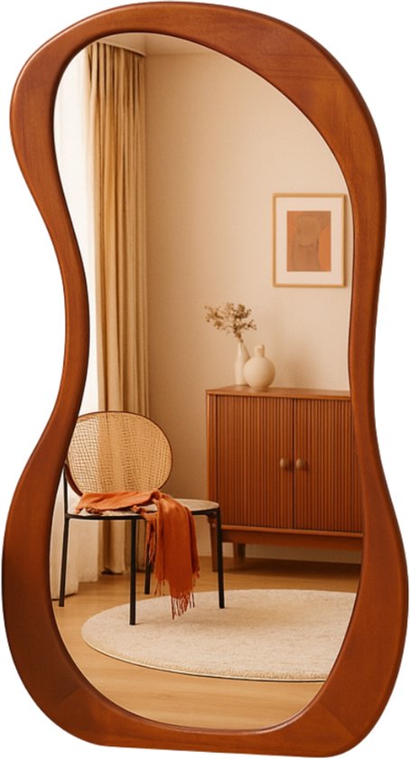 Miroir Organique MISOU - Miroir Mural - 120x73cm - Bois - Marron Foncé - Rétro - SPICA