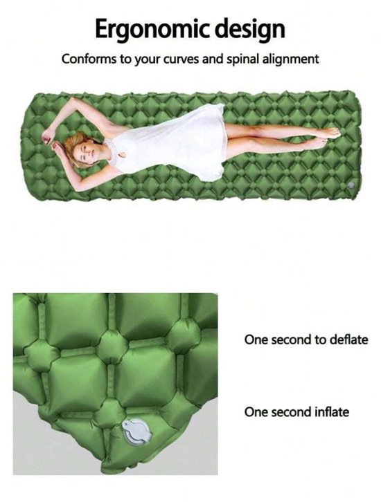 SMH LINE® Slaapmat - Luchtbed - Camping Matras - 195x65x6.5cm - Slaapmatje - Groen van SMH LINE® — afbeelding 3