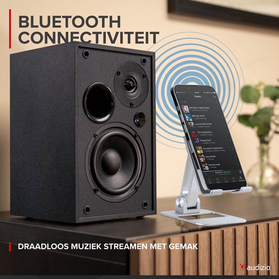 HiFi stereo set - Audizio KS02 - Boekenplank speakers - Bluetooth - 80W - Zwart van Audizio — afbeelding 5