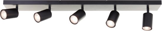 Brilliant LED GU10 5x5W - Largeur barre 91 cm - 350lm - 3000K - Dimmable - Zwart