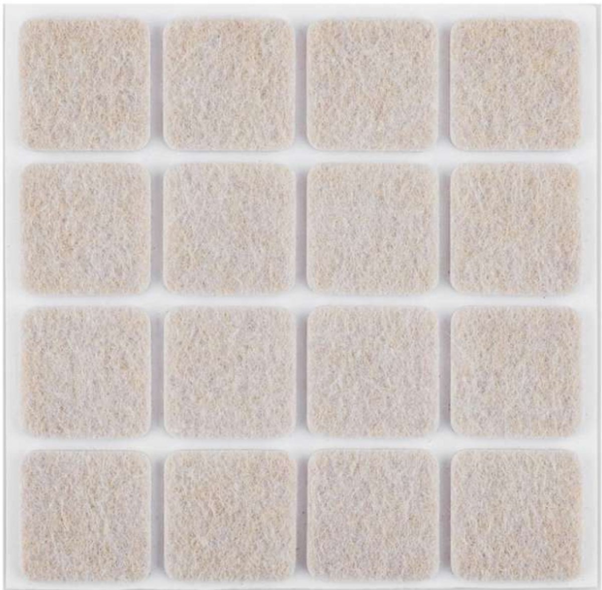 Zelfklevende viltjes vierkant – Lichtbruin – 25 x 25 mm – 16 stuks