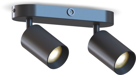 Calex Plafondlamp - 2-Lichts - Opbouwspot - Ovaal - Zwart - Goud