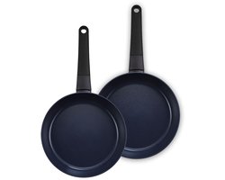 Brabantia VANTA 2-delige Koekenpannenset - Ø 24 & 28 cm – Keramische antiaanbaklaag Titanium versterkt - PFAS-vrij - Geschikt voor inductie - Set van 2 pannen - Zwart