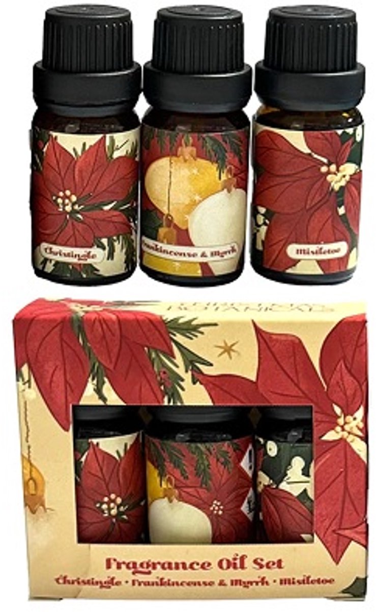 Kerst olie - kerstgeur - geurolie - kerst - christingle - frankincense en mirre - mistletoe - set van 3 stuks - 10ml