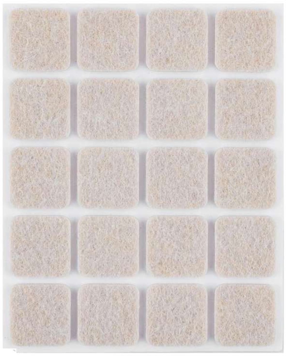 Zelfklevende viltjes vierkant – Lichtbruin – 20 x 20 mm – 20 stuks