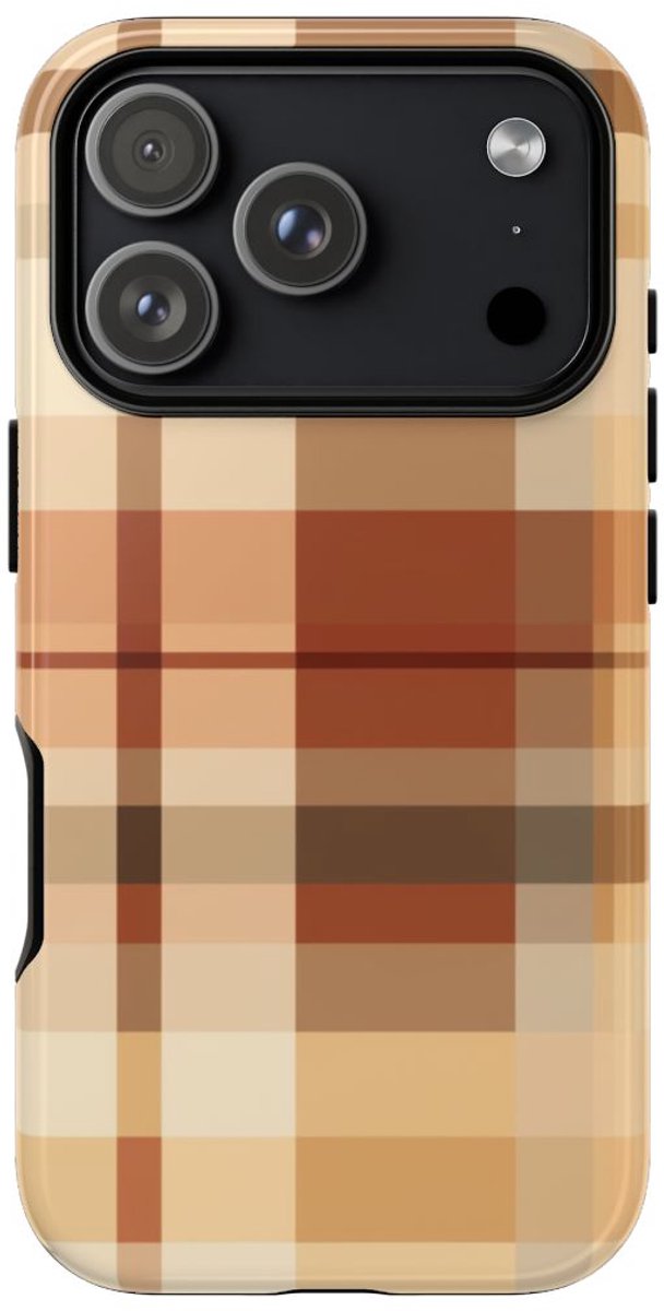Warm Neutraal Tartan Ruitpatroon – Telefoonhoesje Geschikt voor iPhone 17 Pro