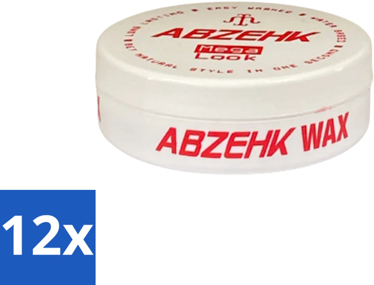 12 x Abzehk - Hair Wax - Red Mega Look - Glanzende Styling & Krachtige Hold - 150ml - Haar Wax - Mega Hold - Glans - Styling Wax - Mannelijke Geur