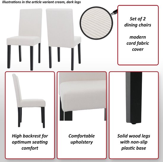 Set de 2 chaises de salle à manger Littau, chaise de cuisine à dossier haut, bois de corde en tissu/textile ~ vert, pieds foncés