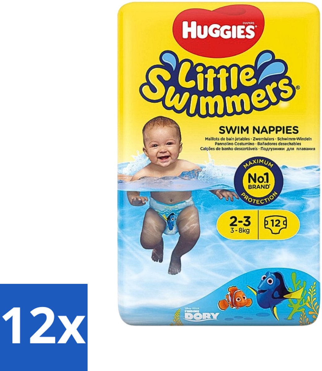 12 x Huggies Little Swimmers maat 2-3 (3-8 kg) 12 stuks per verpakking - Zwemluiers - Zwemluiers Maat 2-3 - Zwemluiers Voor Kinderen - Zwemluiers Voor Jonge Kinderen - Zwemluiers Voor Zwembad
