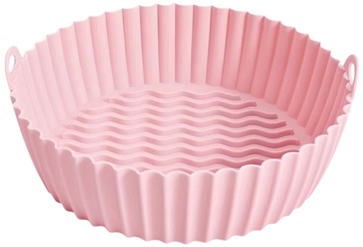 HipWare - Airfryer Siliconen mandje - Antiaanbaklaag - Vaatwasserbestendig - Rond - Roze