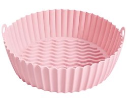 HipWare - Airfryer Siliconen mandje - Antiaanbaklaag - Vaatwasserbestendig - Rond - Roze