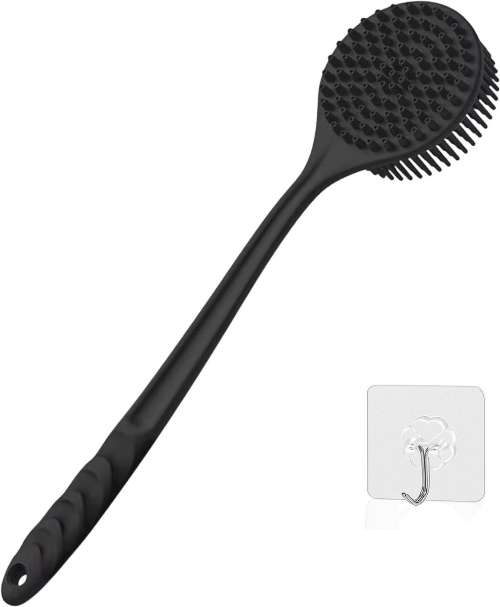 Siliconen Doucheborstel met Lange Handgreep - Ergonomische Body Scrubber voor Rugreiniging en Exfoliatie