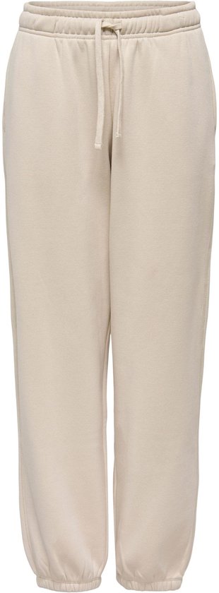 Beige joggingbroek met koord en elastische enkelband.