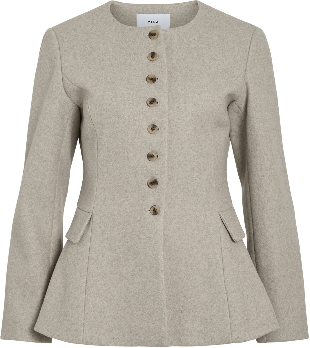 Vila Jas Vizikka L/s Waist Jacket/bfs 14117865 Natural Melange Dames Maat - 38