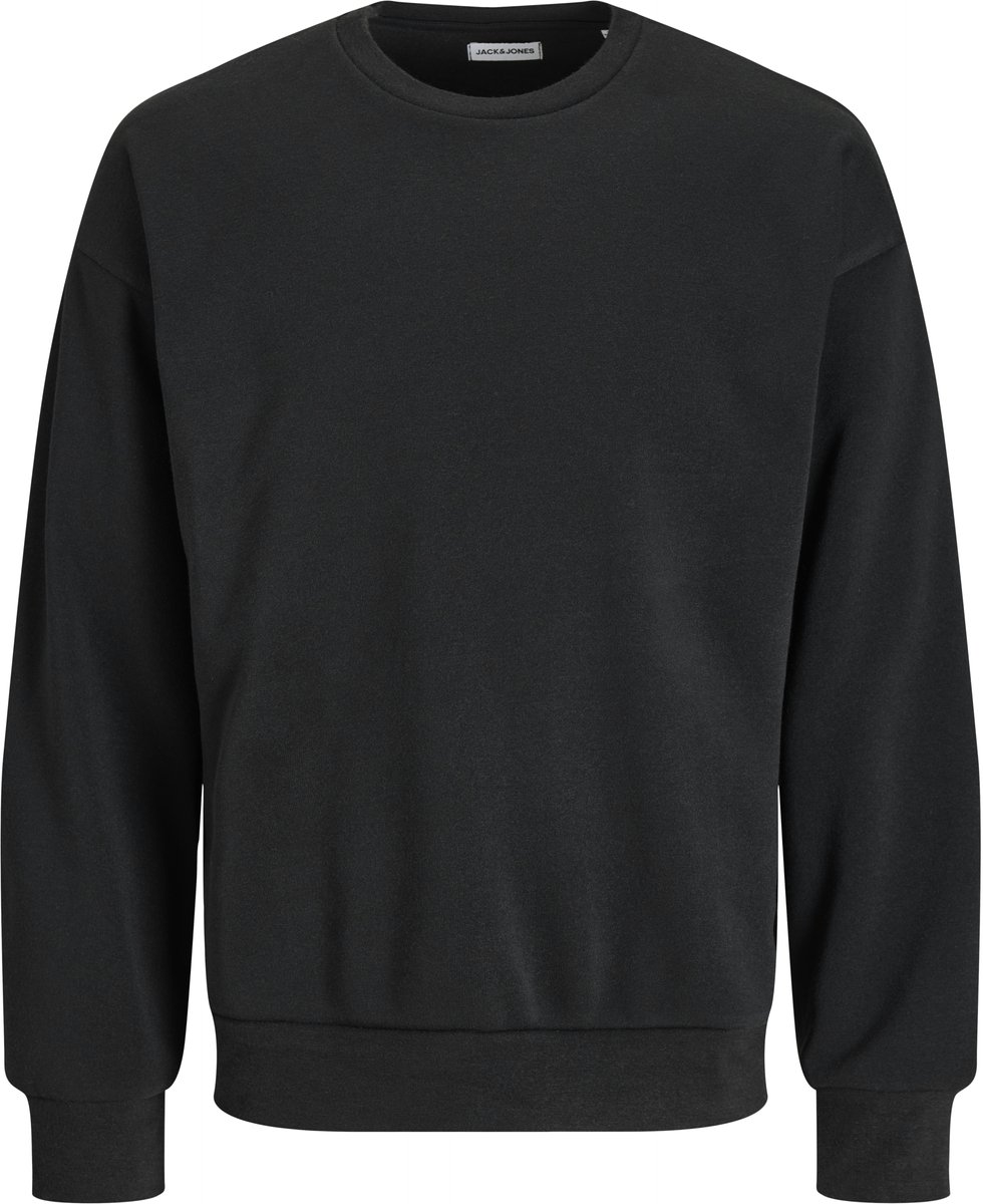 JACK & JONES Jacollie plain sweatshirt relaxed fit - heren sweatshirt polyester met O-hals - zwart (black)