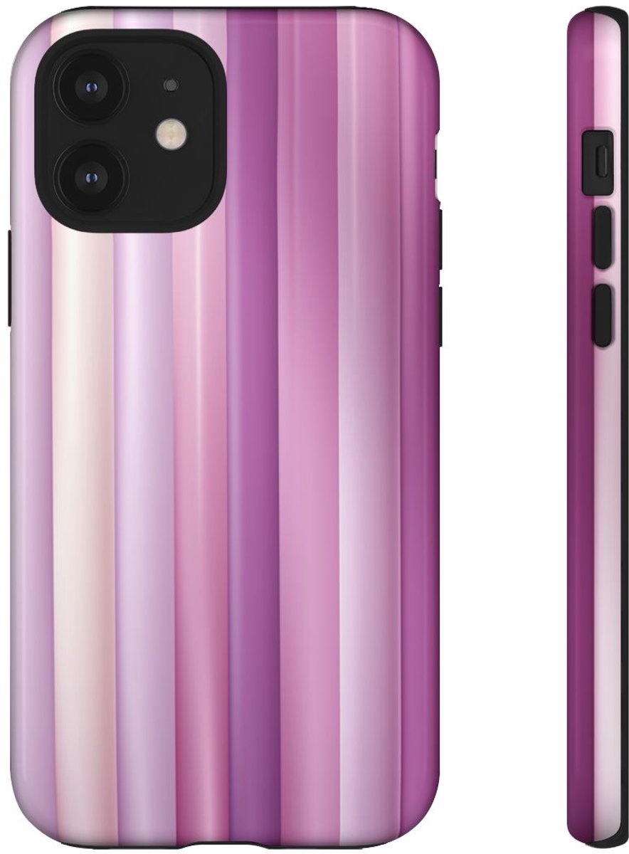 Paarse Verticale Strepen met Kleurverloop – Telefoonhoesje Geschikt voor iPhone 12