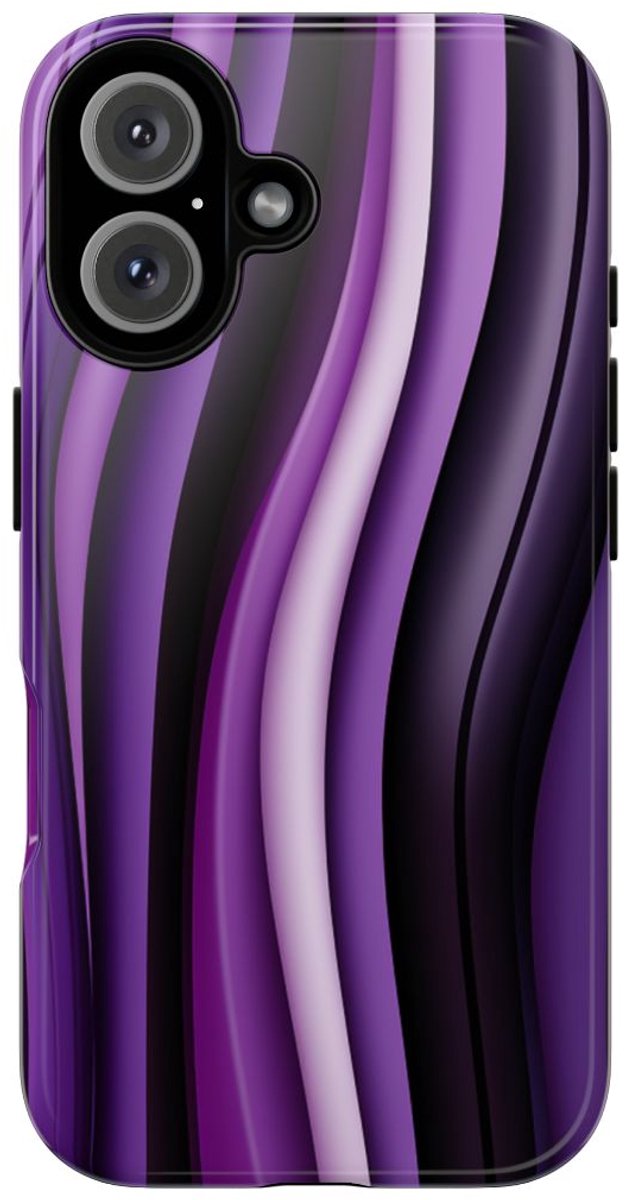 Paarse Golvende Strepen Abstract Ontwerp – Telefoonhoesje Geschikt voor iPhone 16