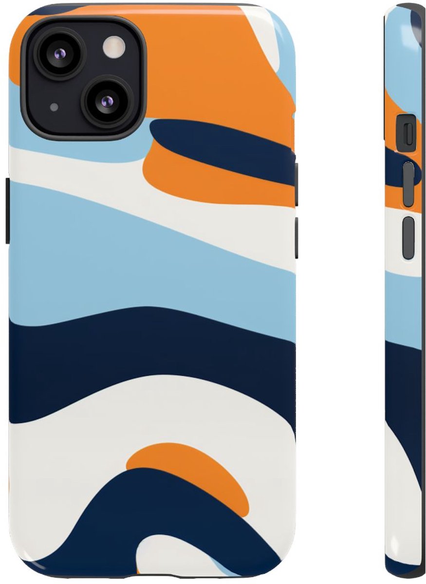 Abstract Oranje-Blauw Patroon – Telefoonhoesje Geschikt voor iPhone 13