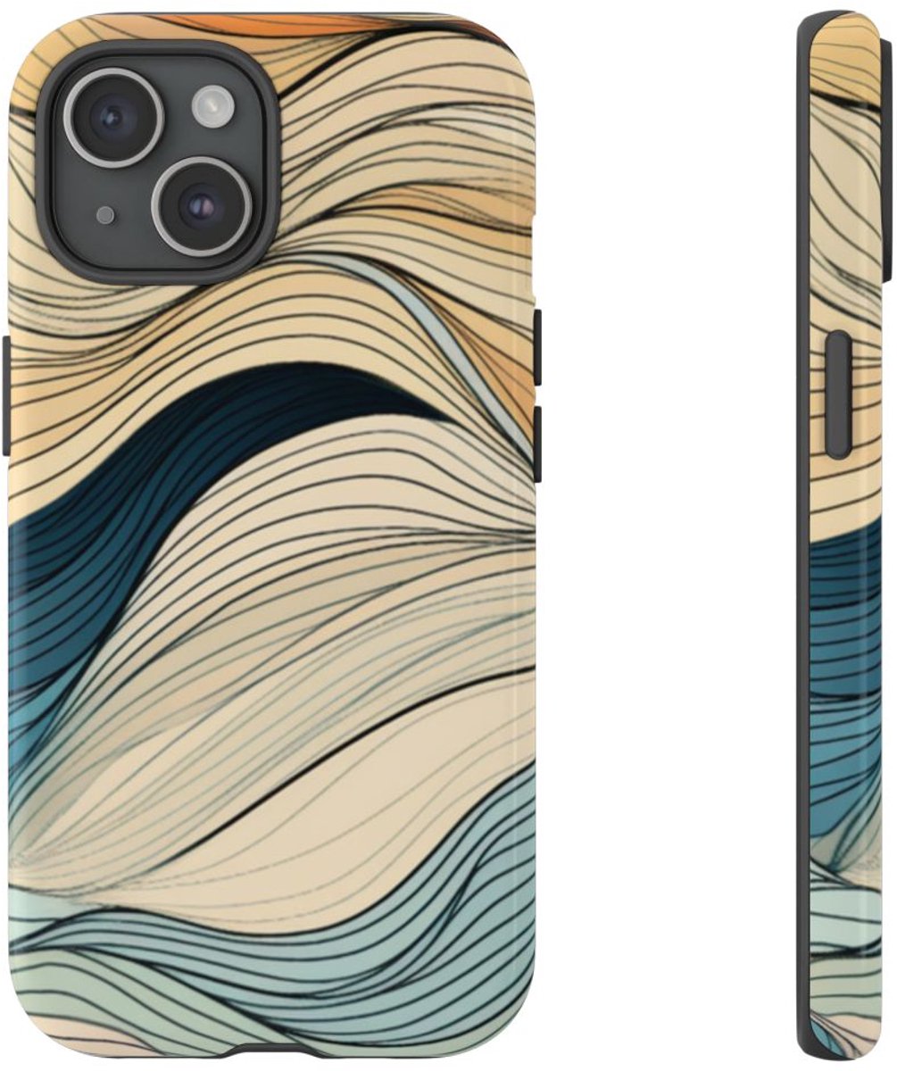Vloeiende Abstracte Herfstgolven – Telefoonhoesje Geschikt voor iPhone 15