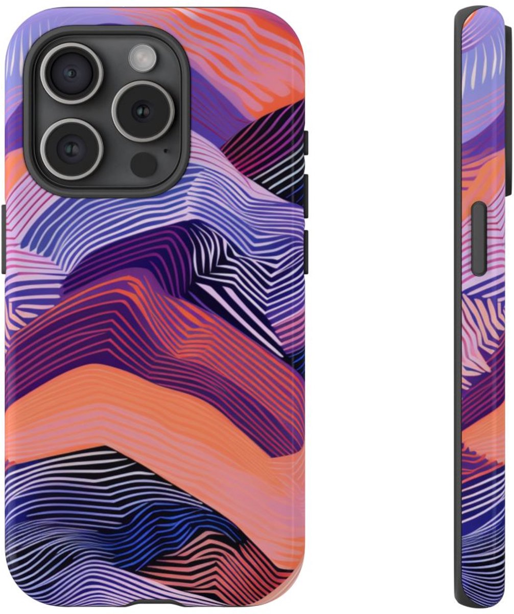 Abstracte Golvende Strepen – Telefoonhoesje Geschikt voor iPhone 15 Pro