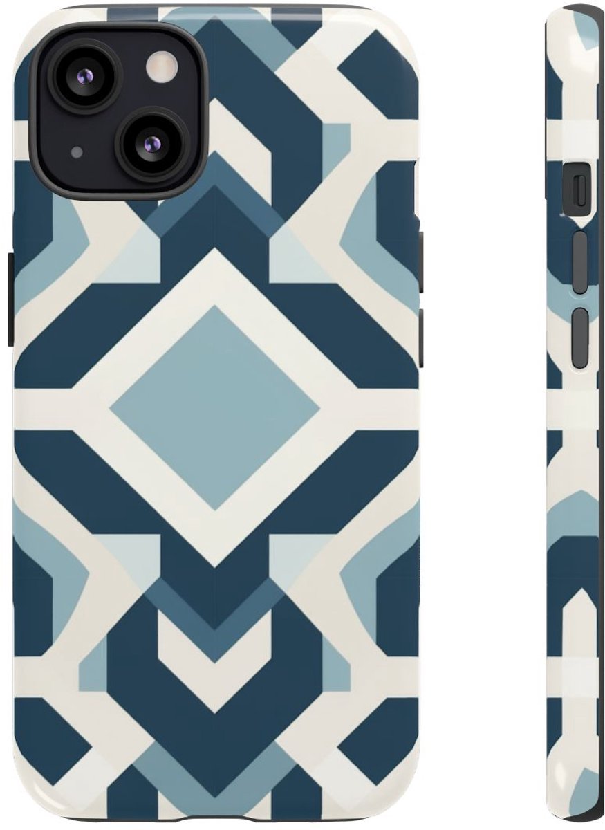 Blauw Geometrisch Patroon – Telefoonhoesje Geschikt voor iPhone 13