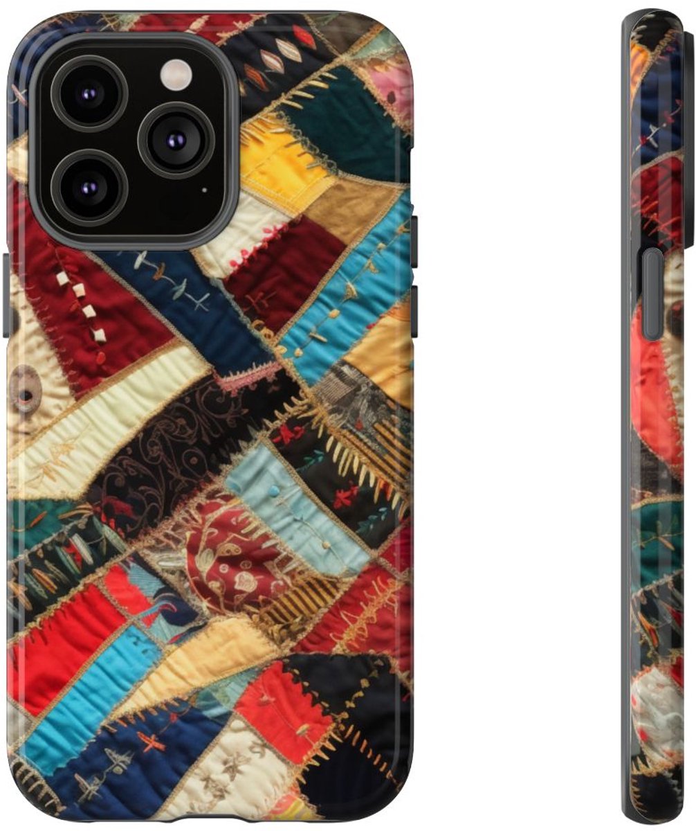Kleurrijk Patchwork Quilt Design – Telefoonhoesje Geschikt voor iPhone 14 Pro Max