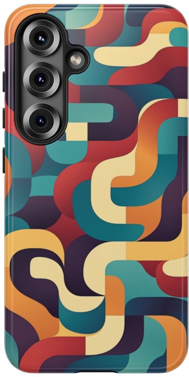 Kleurrijk Abstract Gebogen Patroon – Telefoonhoesje Geschikt voor Samsung Galaxy S25