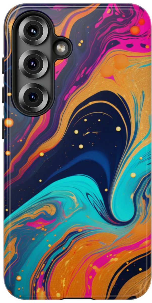 Psychedelisch Neon Marmer Abstract – Telefoonhoesje Geschikt voor Samsung Galaxy S25