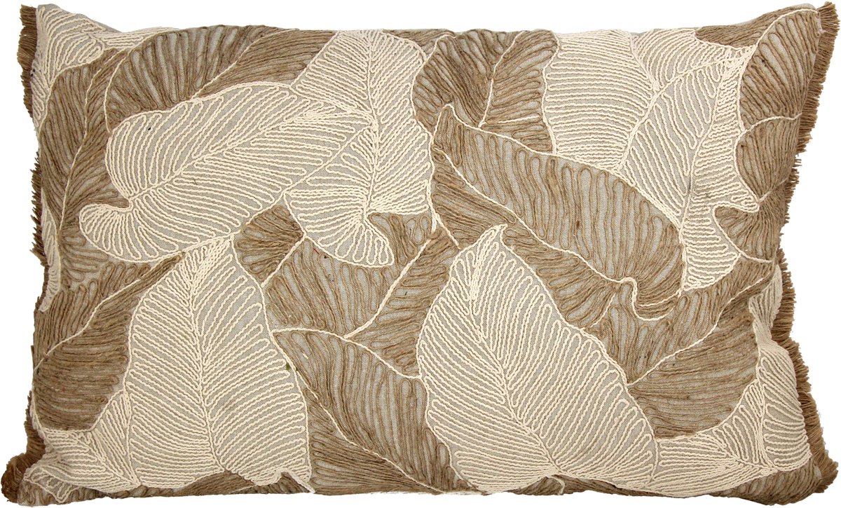 HD Collection Cushion Palm Leaf Cotton Natural 40x60cm