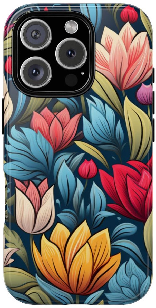 Kleurrijk Bloemenpatroon – Telefoonhoesje Geschikt voor iPhone 16 Pro