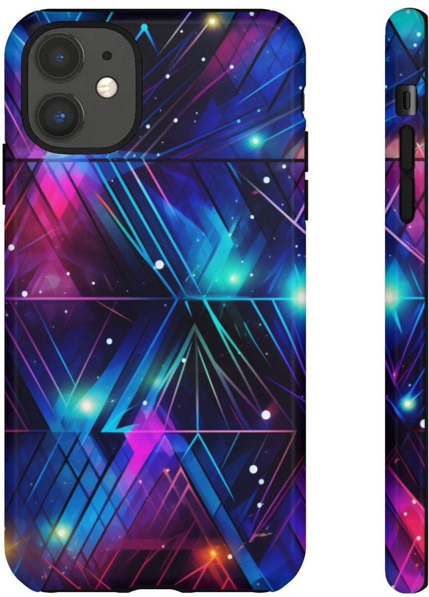 Geometrisch Neon Aurora Abstract – Telefoonhoesje Geschikt voor iPhone 11